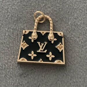 Upcycled Black and Gold Mini Monogram Tote Charm